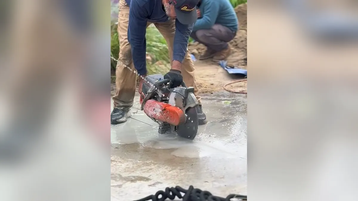 Concrete saw cutting a controlled slab opening for slab leak repair cost in Laguna Niguel