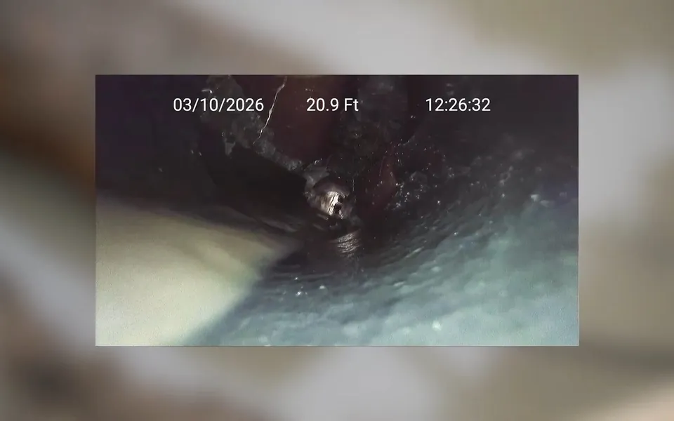 Sewer inspection camera monitor showing the inside of a pipe for hydro jetting in Laguna Niguel